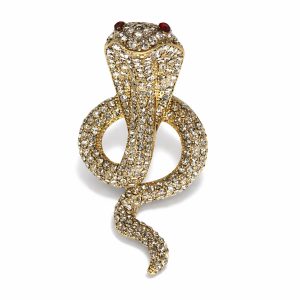 Rhinestone cobra snake brooch
