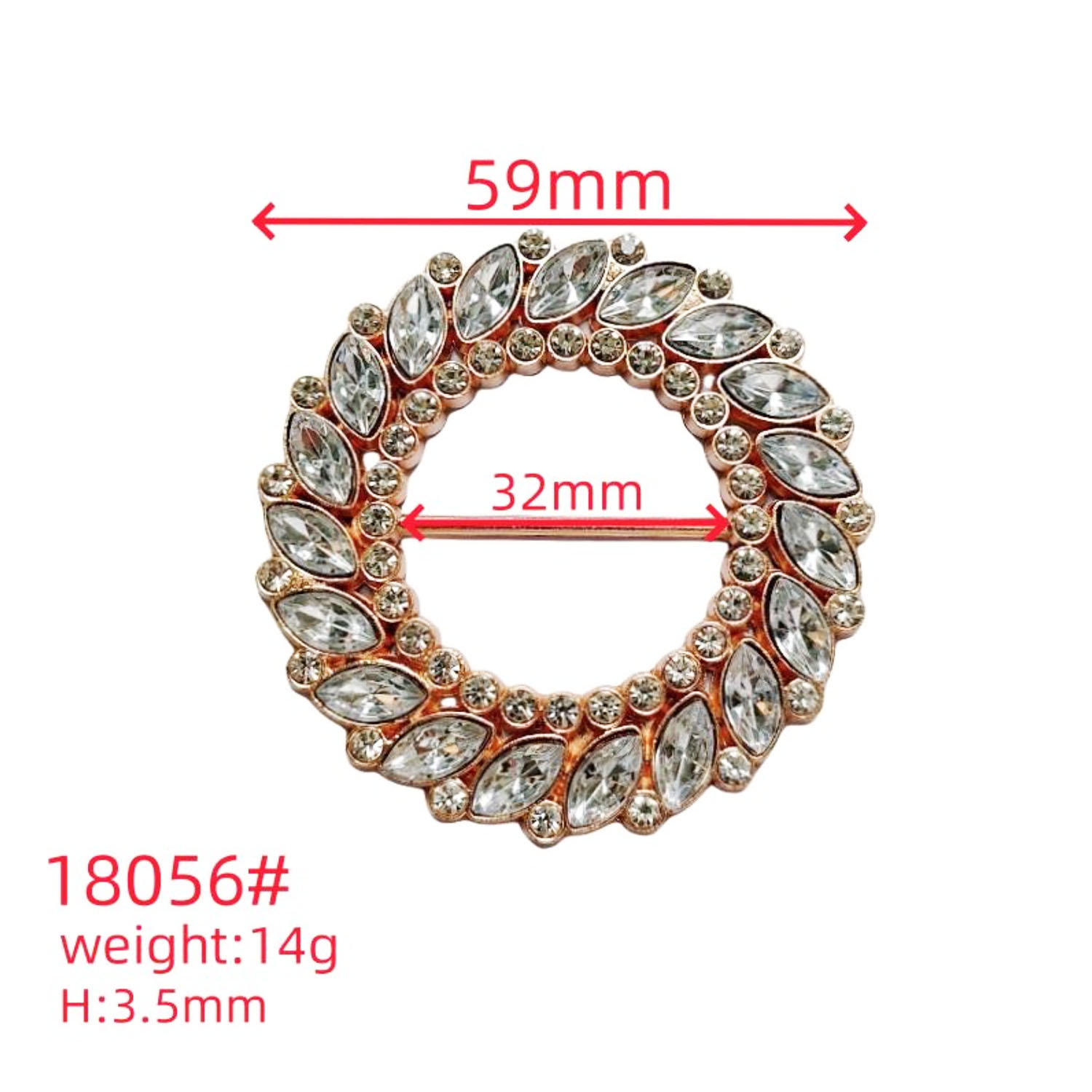 Round rhinestone buckle from Chiang Mai, Thailand