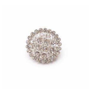 Round silver crystal button
