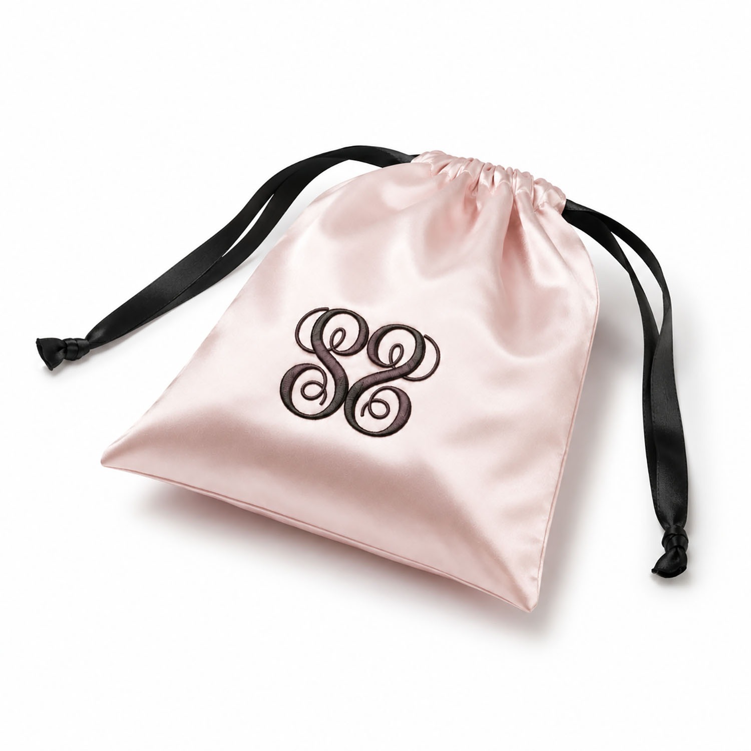 side view monogram drawstring bag