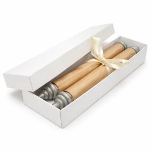 Silk scroll invitation in paper gift box