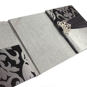 silver and black silk folder