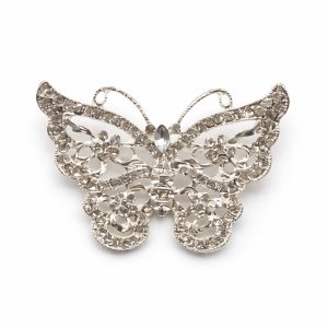 Silver rhinestone butterfly brooch from Thailand