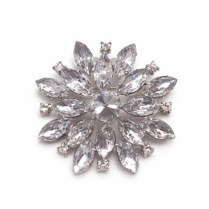 Silver star rhinestone wedding brooch