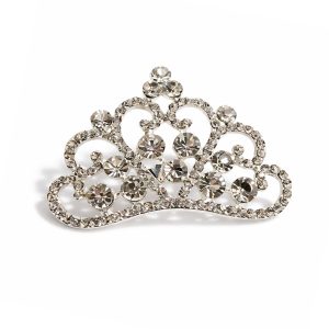Silver tiara crown brooch