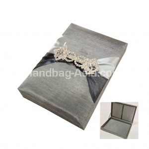 silver hinged lid wedding box