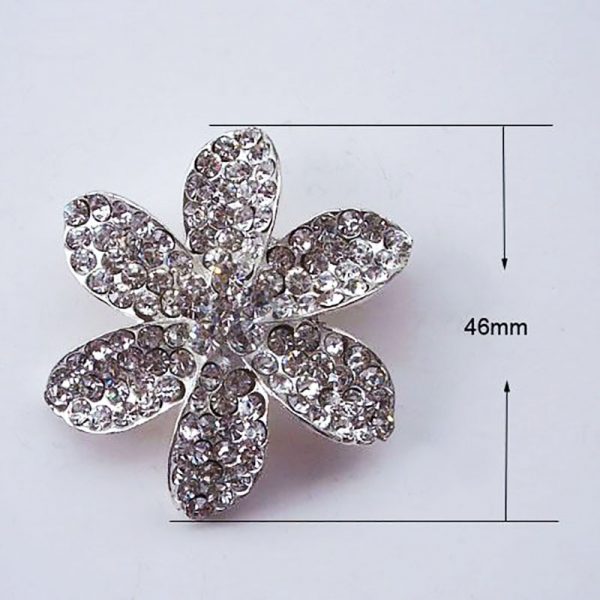 Silver flower brooch for wedding embellishment
