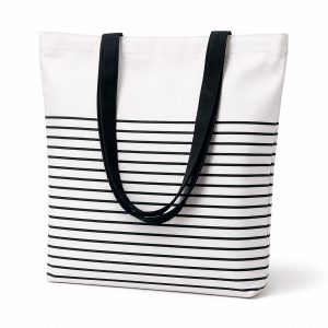 striped canvas tote bag