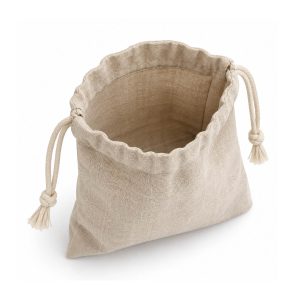 Top view opened hemp drawstring bag