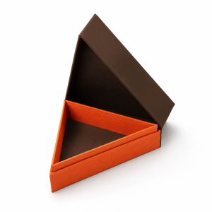 Chocolate Brown & Orange Triangle Thai Silk Jewelry Box