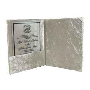 Ivory velvet invitation folio