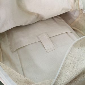 velcro closure of hemp backpack