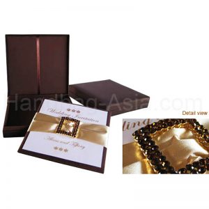 Chocolate brown silk wedding invitation box