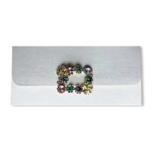 silk money envelope with brooch and magnet closure