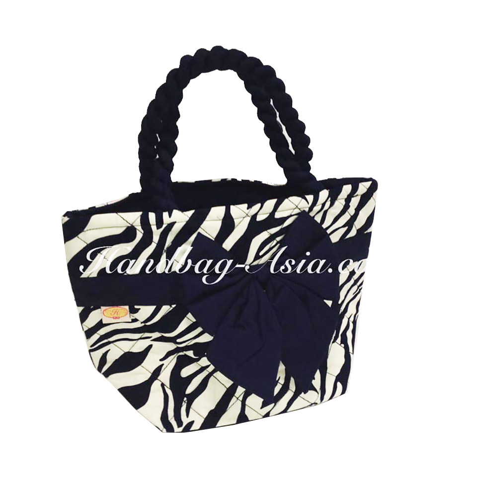 Quilted Zebra Pattern Cotton Handbag