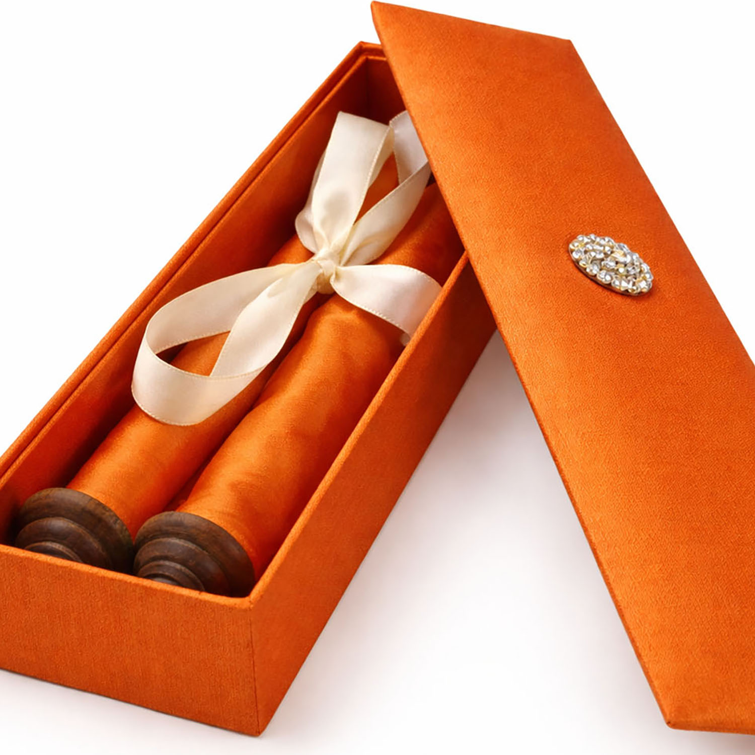 Zoomed in silk scroll invitation