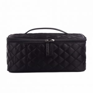Large black quilted toiletry bag