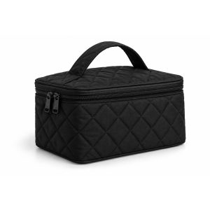 black quilted cotton toiletry bag