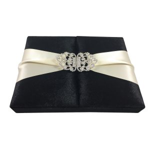 Luxury black velvet invitation box