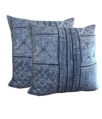 Hmong hemp and cotton pillow cover from Thailand