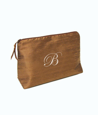 Chocolate brown bridesmaid cosmetic bag, personalised with embroidery