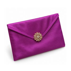 brooch embellished silk wedding envelope