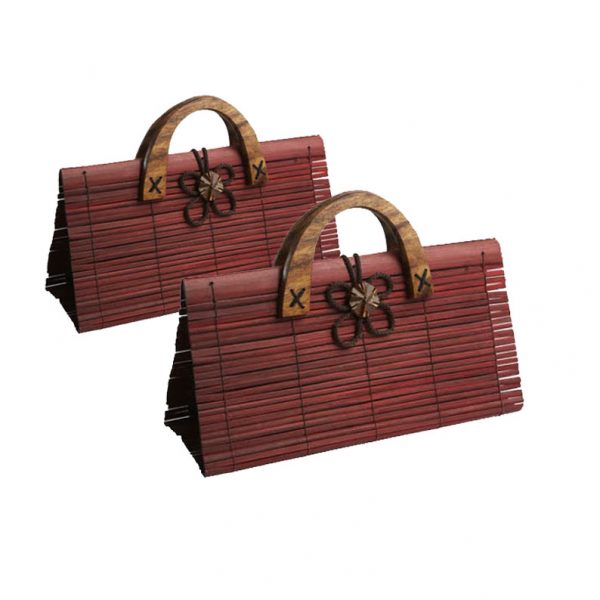 Brown bamboo handbag