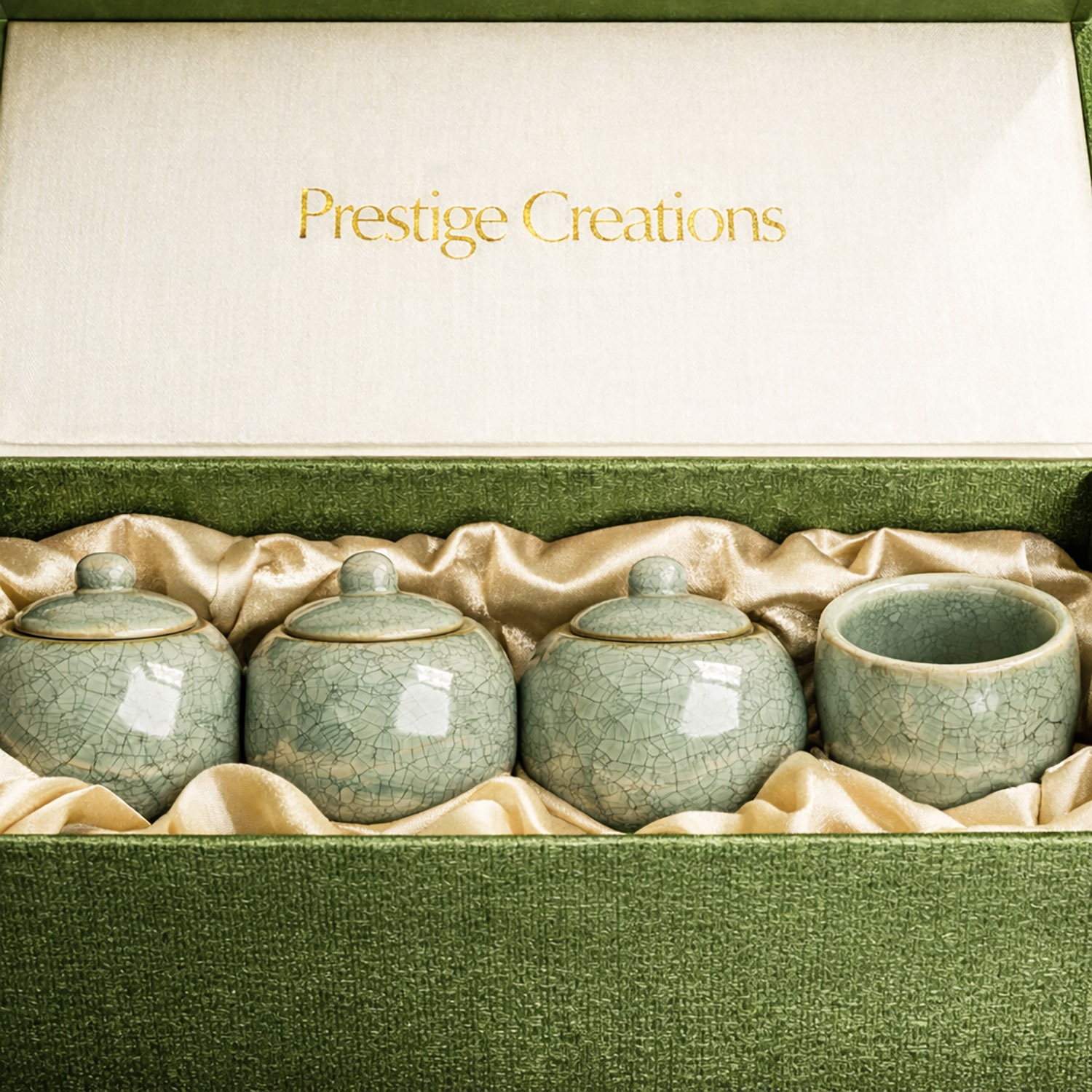 Close-up view of our Thai silk gift box with magnet closure