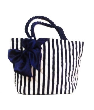 Cotton stripe bag with bow