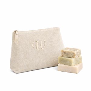 Durable cotton cosmetic bag with embroidery