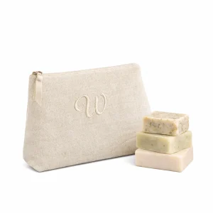 Custom monogram embroidered cotton cosmetic bag