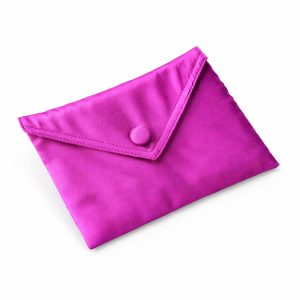 Fuchsia silk envelope with fabric button closure from Thailand
