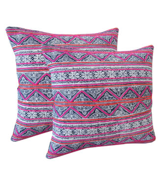 Thai hemp pillow with hill tribe fabrics for wholesale