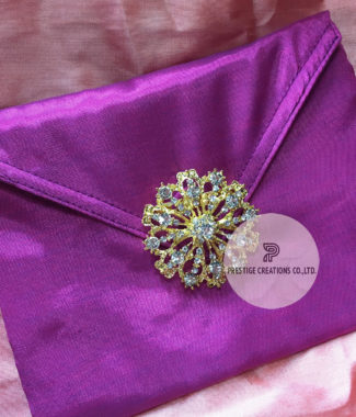rhinestone brooch embellished silk wedding envelope
