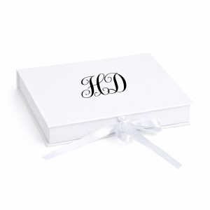 Custom White Monogram Wedding Box