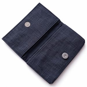 magnet closure navy blue hemp wallet