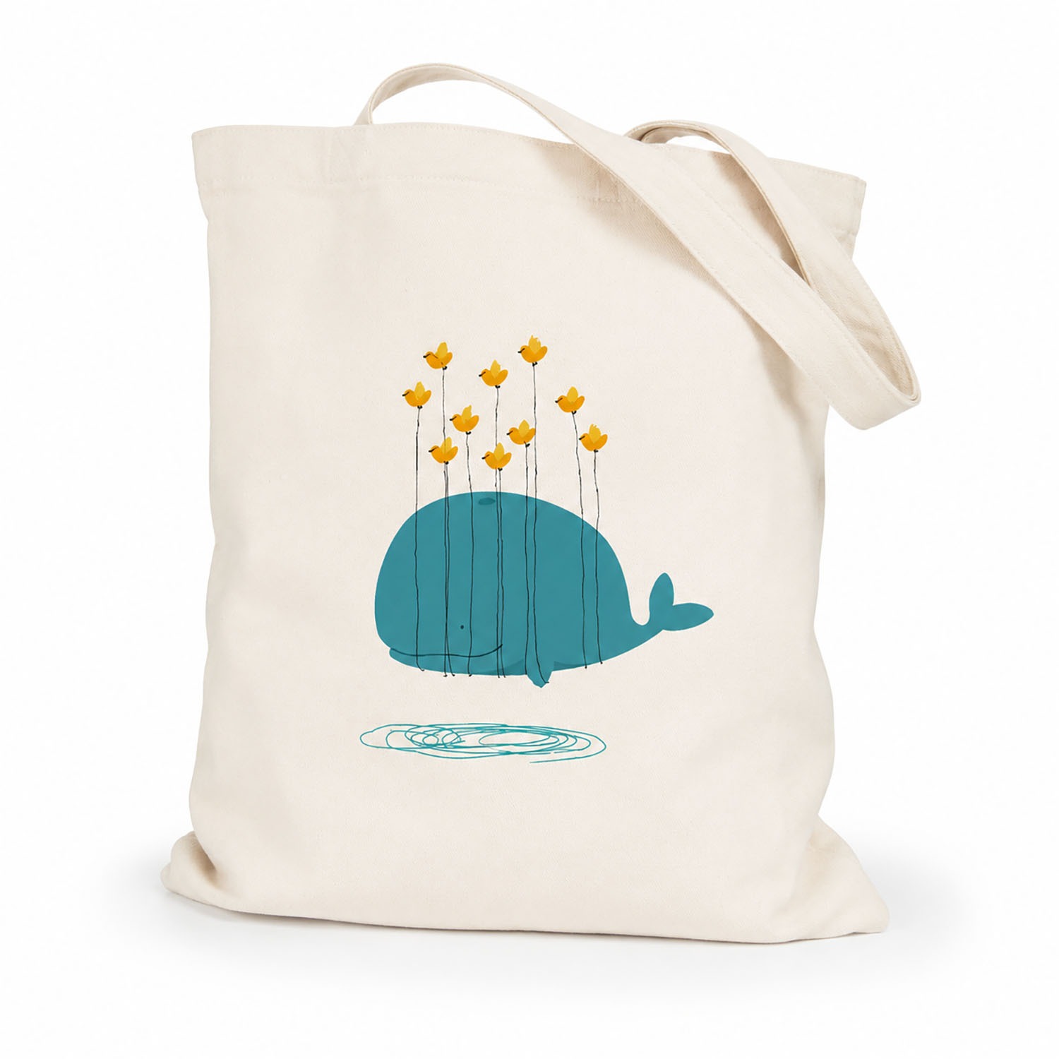Natural color cotton tote bag for shopping with graphic print, crafted with love in Chiang Mai, Thailand