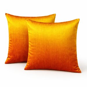 Pair of orange Thai silk cushions