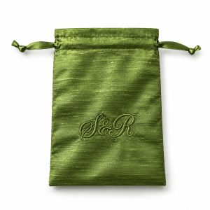 personalized monogram embroidery silk drawstring bag pouch