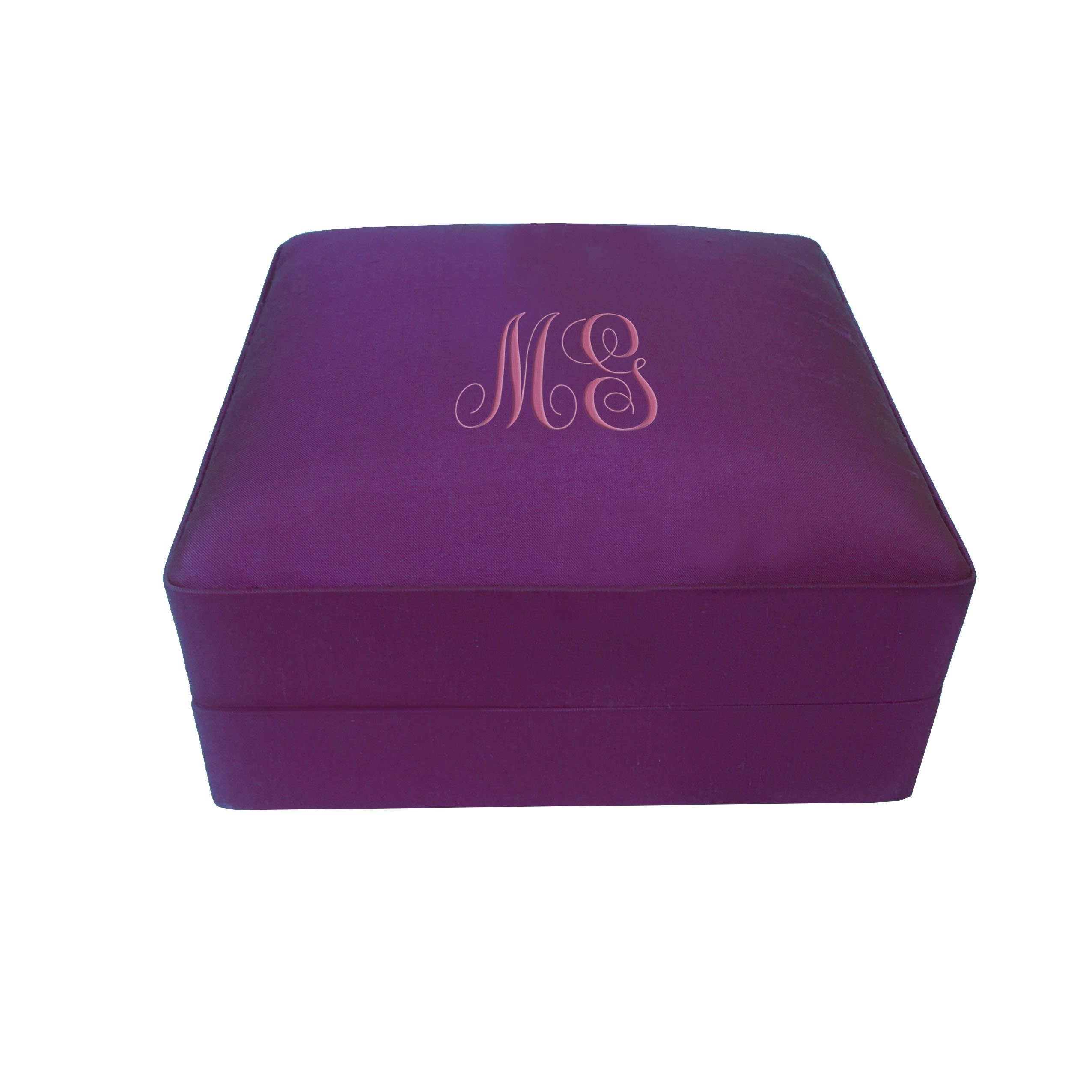 Monogram Embroidered Silk Jewelry Box