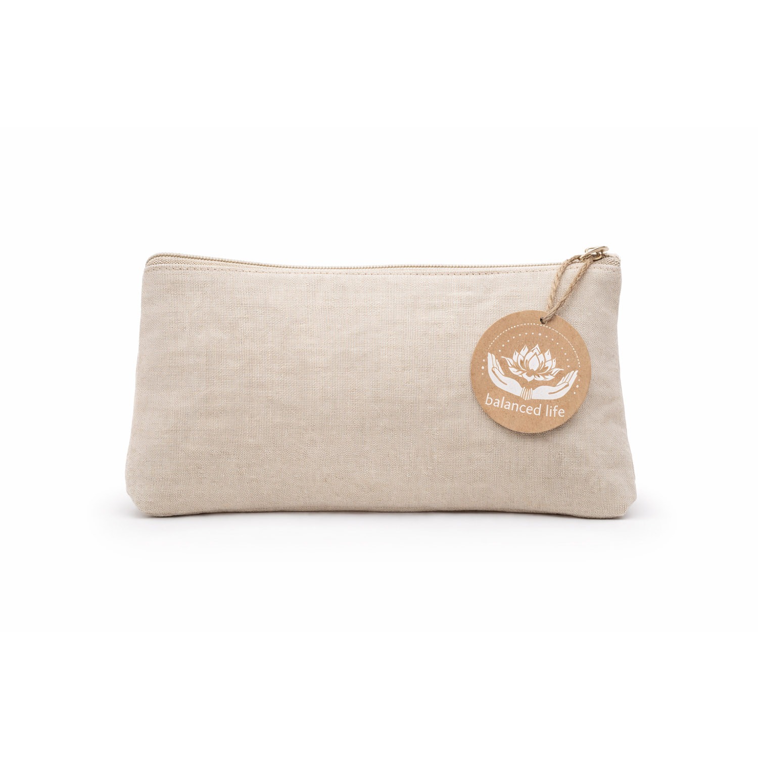 Zippered solid hemp cosmetic bag from Thailand