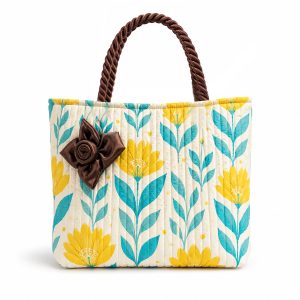 quilted shoulder bag with cotton and satin fabric