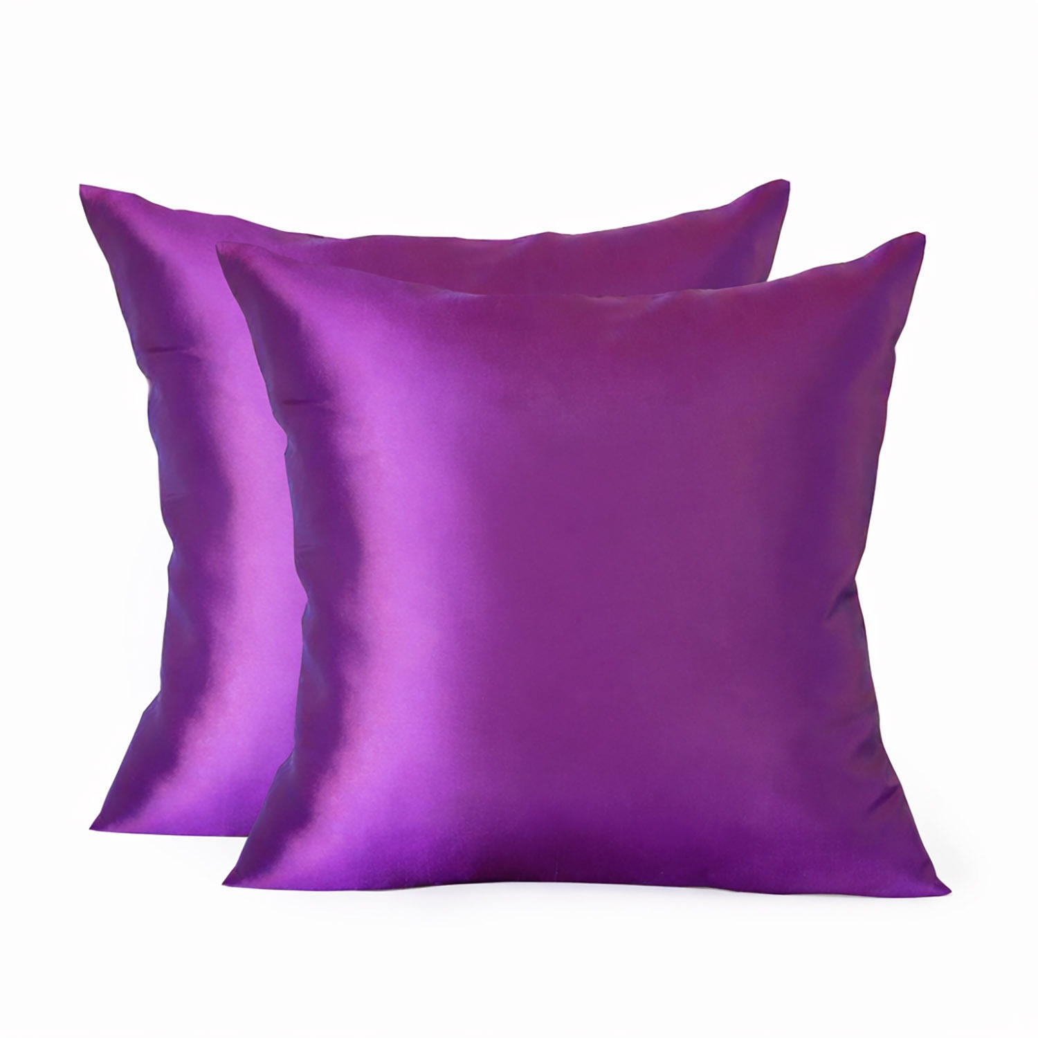 Front view of our silk cushion cover in violet color