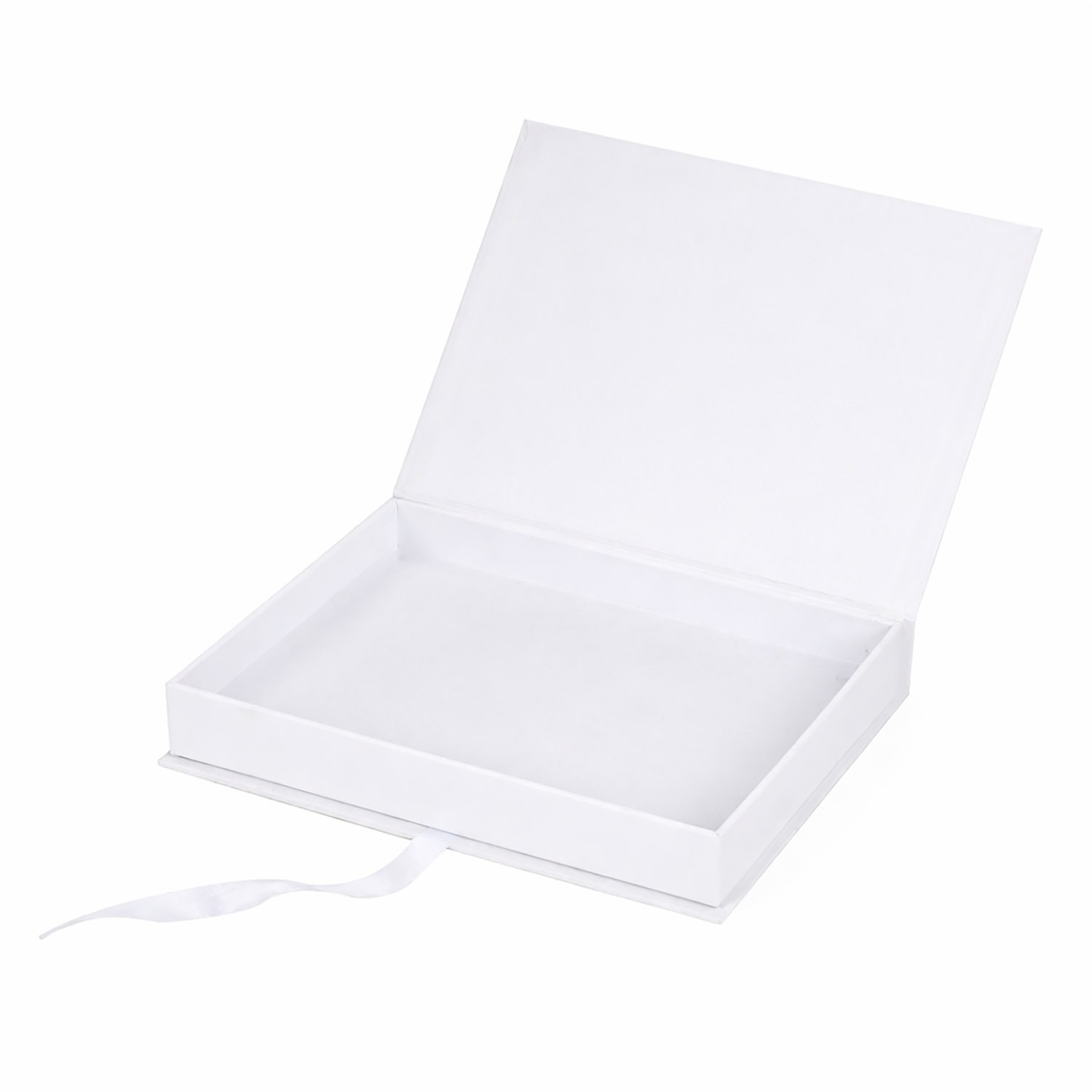 White hinged lid paper invitation box