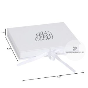 White monogram printed wedding box
