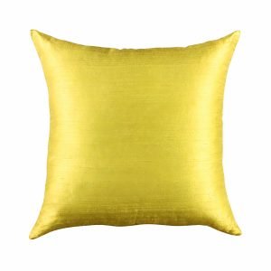 Yellow Thai silk cushion in 40 cm square shape