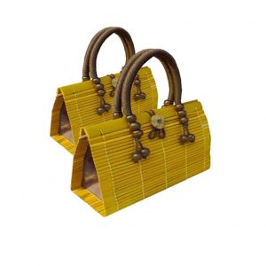 Yellow bamboo handbag