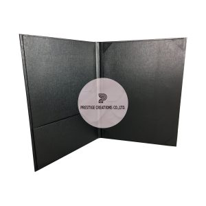 Black linen paper invitation folder