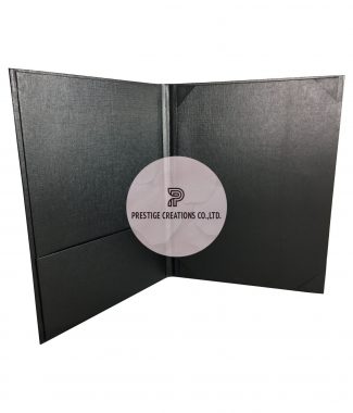 Black linen paper invitation folder