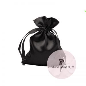 black satin drawstring bag